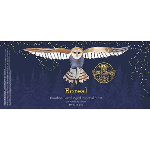 Tilted Barn Boreal Bourbon Barrel Aged Imperial Stout by Tilted Barns Brewery, beer label