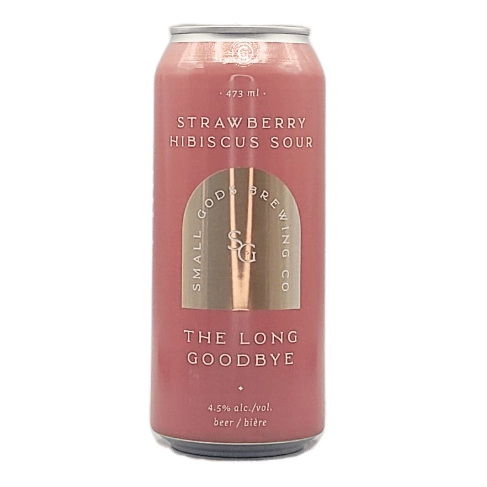 The Long Goodbye Strawberry Hibiscus Sour by Small Gods Brewing Co., beer label