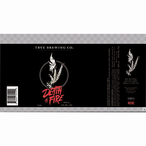 TRVE Death In Fire Lager by TRVE Brewing Co, beer label