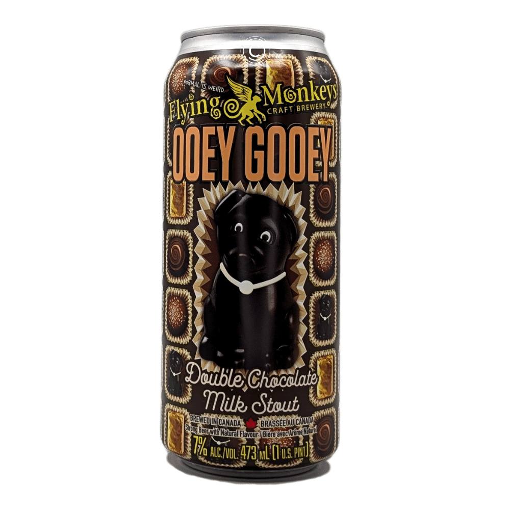 Ooey Gooey Double Chocolate Milk Stout by Flying Monkeys Craft Brewery, beer label
