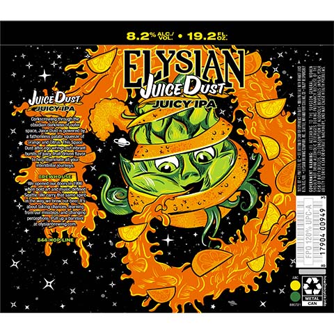 Elysian Juice Dust IPA by Elysian Brewing Co, beer label