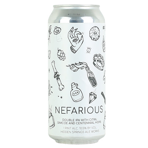Hidden Springs Nefarious DIPA by Hidden Springs Ale Works, beer label