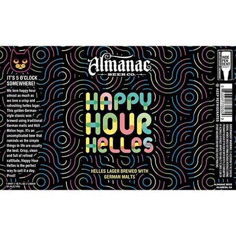 Almanac Happy Hour Helles Lager by Almanac Beer Company, beer label