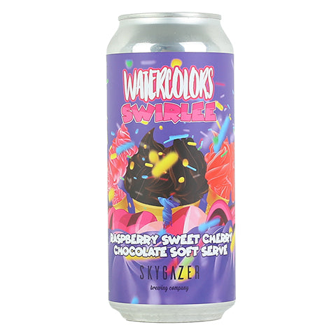 Skygazer Watercolors Swirlee Raspberry Sweet Cherry Chocolate Soft Serve by SKYGAZER Brewing Co, beer label
