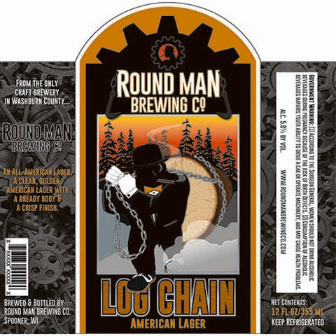 Round Man Log Chain American Lager by Round Man Brewing Co., beer label