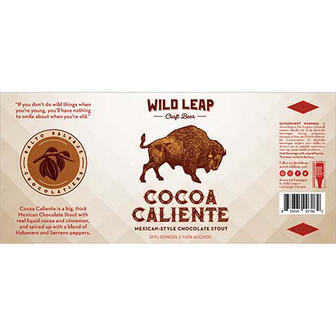 Wild Leap Cocoa Caliente Chocolate Stout by Wild Leap Brew Co., beer label