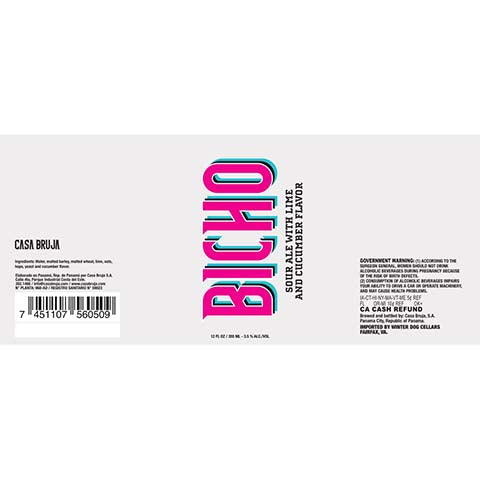 Casa Bruja Bicho Sour Ale by Casa Bruja Brewing Co., beer label