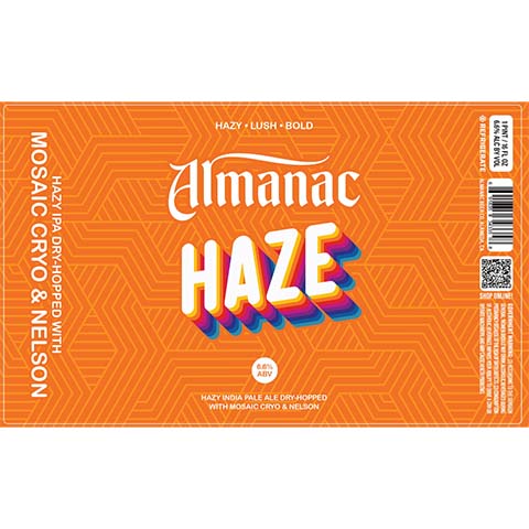 Almanac Haze Mosaic Cryo & Nelson Cryo Hazy IPA by Almanac Beer Company, beer label