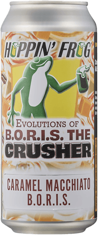 Evolution of B.O.R.I.S The Crusher Caramel Macchiato by Hoppin' Frog, beer label