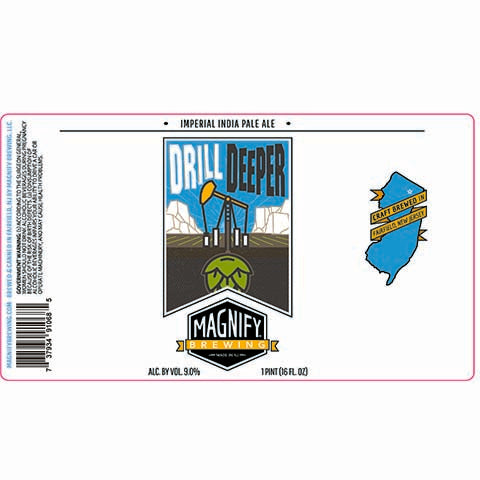 Magnify Drill Deeper Imperial IPA by Magnify Brewing Company, beer label