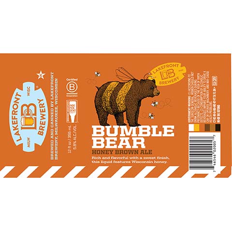 Lakefront Bumble Bear Honey Brown Ale by Lakefront Brewery Inc, beer label