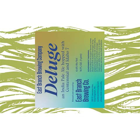 East Branch Deluge IPA by East Branch Brewing Company, beer label