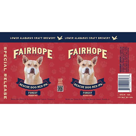 Fairhope Rescue Dog Red IPA by Fairhope Brewing Co, beer label