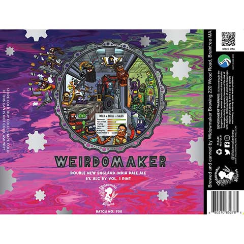 Widowmaker Weirdomaker Double New England IPA by Widowmaker Brewing, beer label