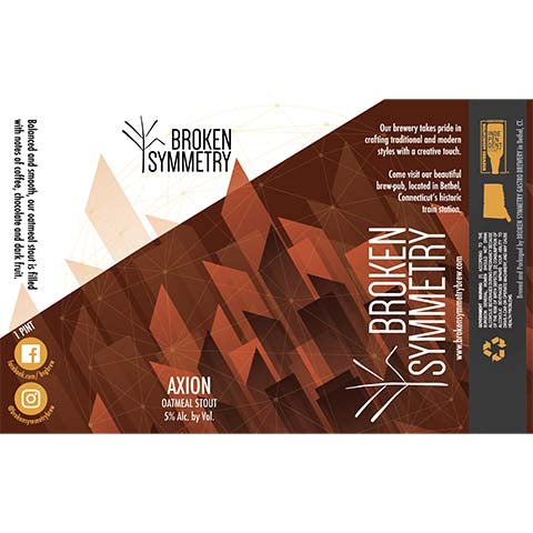 Broken Symmetry Axion Oatmeal Stout by Broken Symmetry Gastro Brewery, beer label
