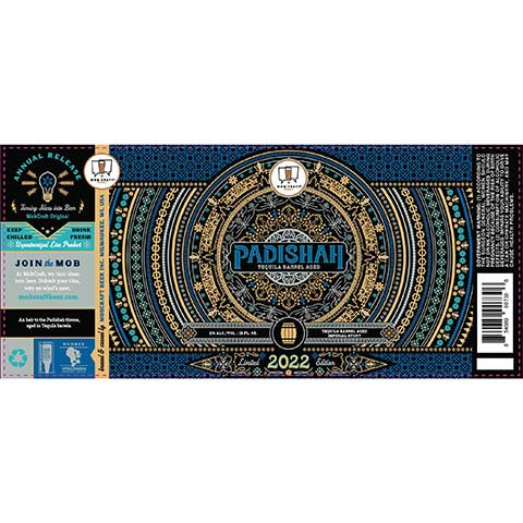 Mobcraft Padishah Tequila Barrel Aged Imperial Stout 2022 by MobCraft Beer, beer label