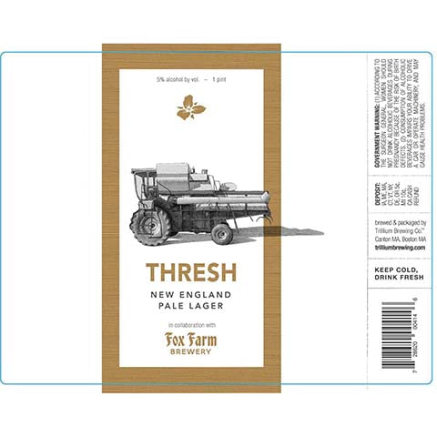 Trillium Thresh Pale Lager by Trillium Brewing, beer label
