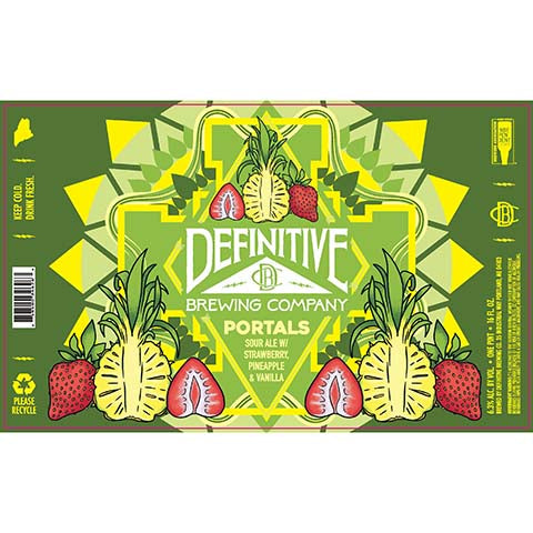 Definitive Portals Sour Ale (Strawberry, Pineapple, Vanilla) by Definitive Brewing Company, beer label