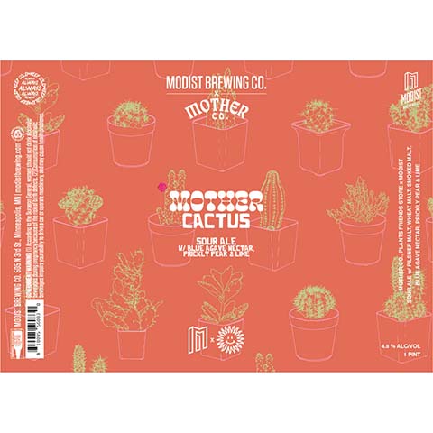 Modist Mother Cactus Sour Ale by Modist Brewing Company, beer label
