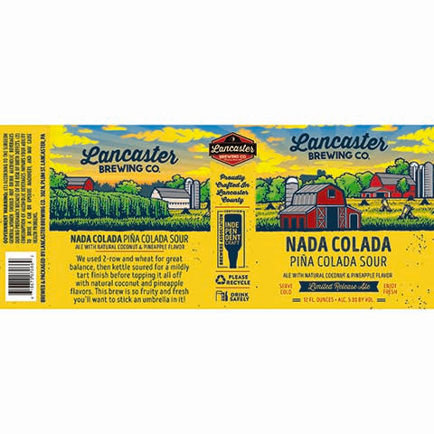 Lancaster Nada Colada Piña Colada Sour Ale by Lancaster Brewing Co, beer label