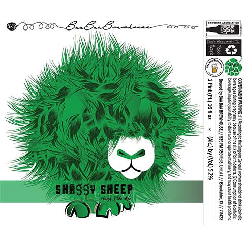 Baa Baa Shaggy Sheep Hazy Pale Ale (Strata, Citra) by Baa Baa Brewhouse, beer label