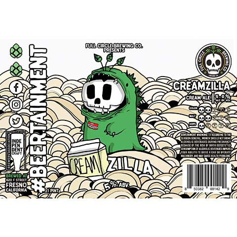 Full Circle Creamzilla Cream Ale by Full Circle Brewing Co, beer label