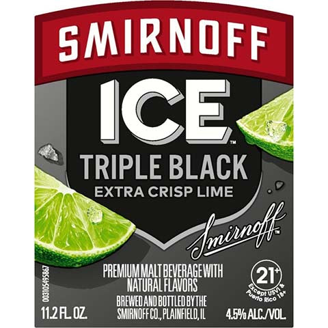Smirnoff Ice Triple Black Extra Crisp Lime by Smirnoff, beer label