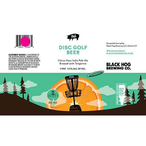Black Hog Disc Golf Beer Hazy IPA by Black Hog Brewing Co, beer label