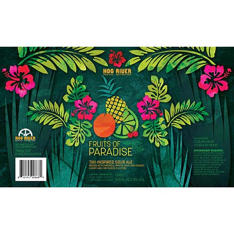 Hog River Fruits of Paradise Sour Ale by Hog River Brewing Co, beer label