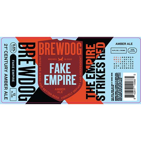 BrewDog Fake Empire Amber Ale by BrewDog, beer label