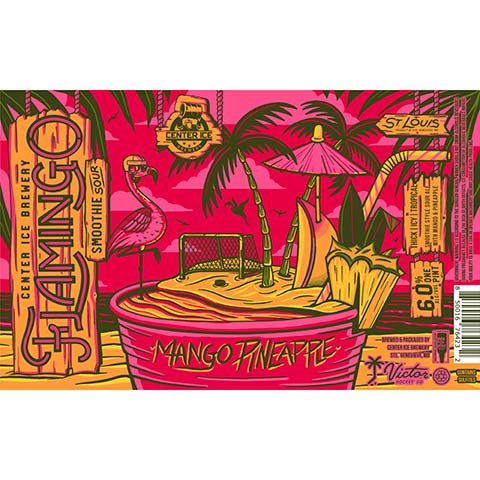 Center Ice Flamingo Mango Pineapple Smoothie Sour by Center Ice Brewing Company, beer label