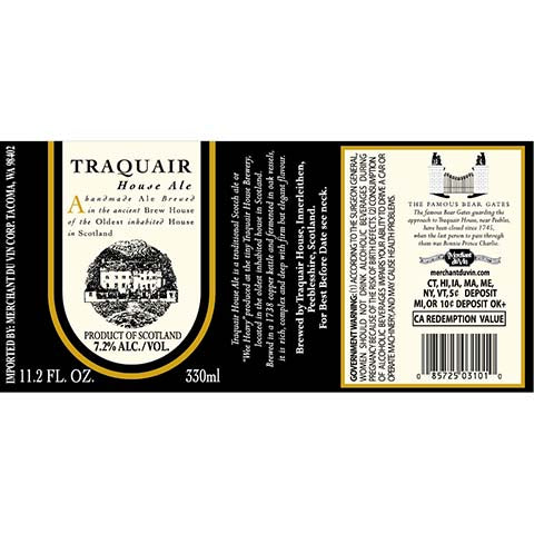 Tranquair House Ale by Tranquair House, beer label