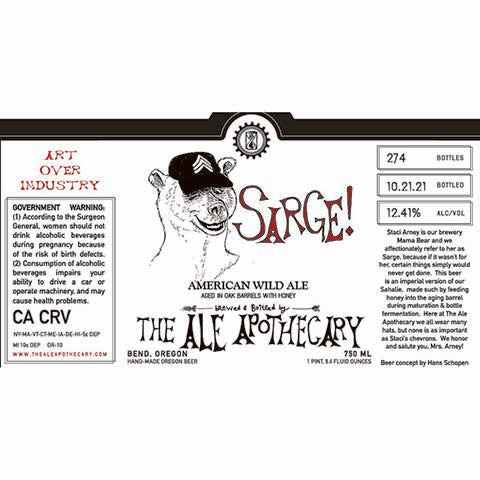 The Ale Apothecary Sarge! Wild Ale by The Ale Apothecary, beer label