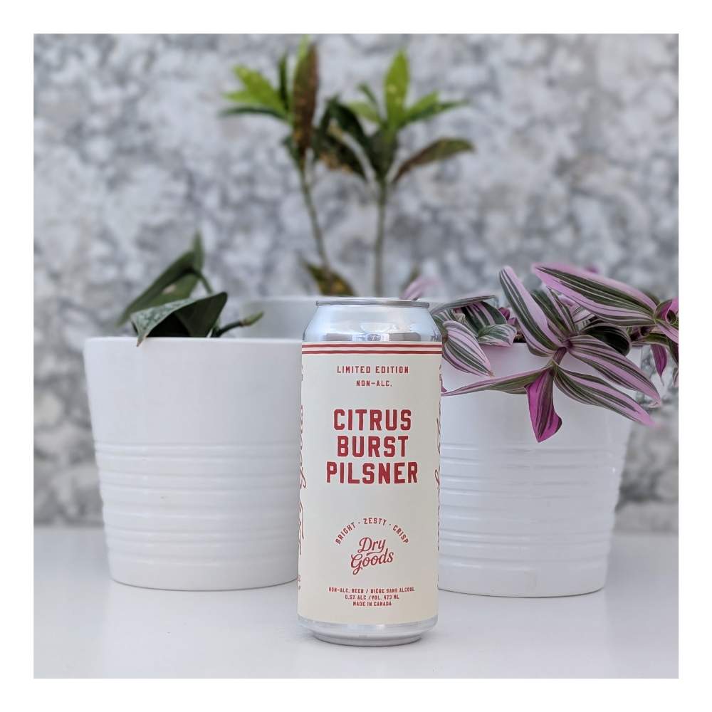 Citrus Burst Pilsner Non-Alcoholic by Dry Goods Non-Alcoholic Beer, beer label