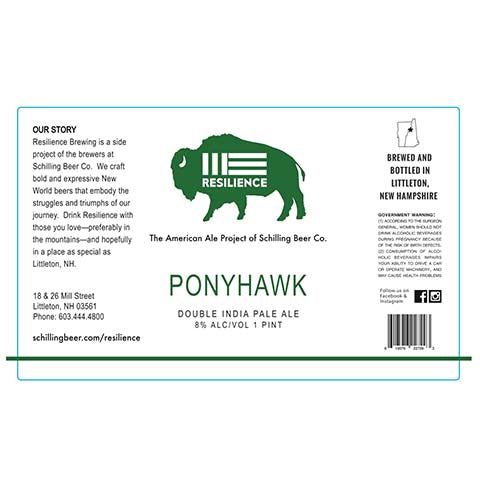 Schilling/Resilience Ponyhawk DIPA by Schilling Beer Co, beer label