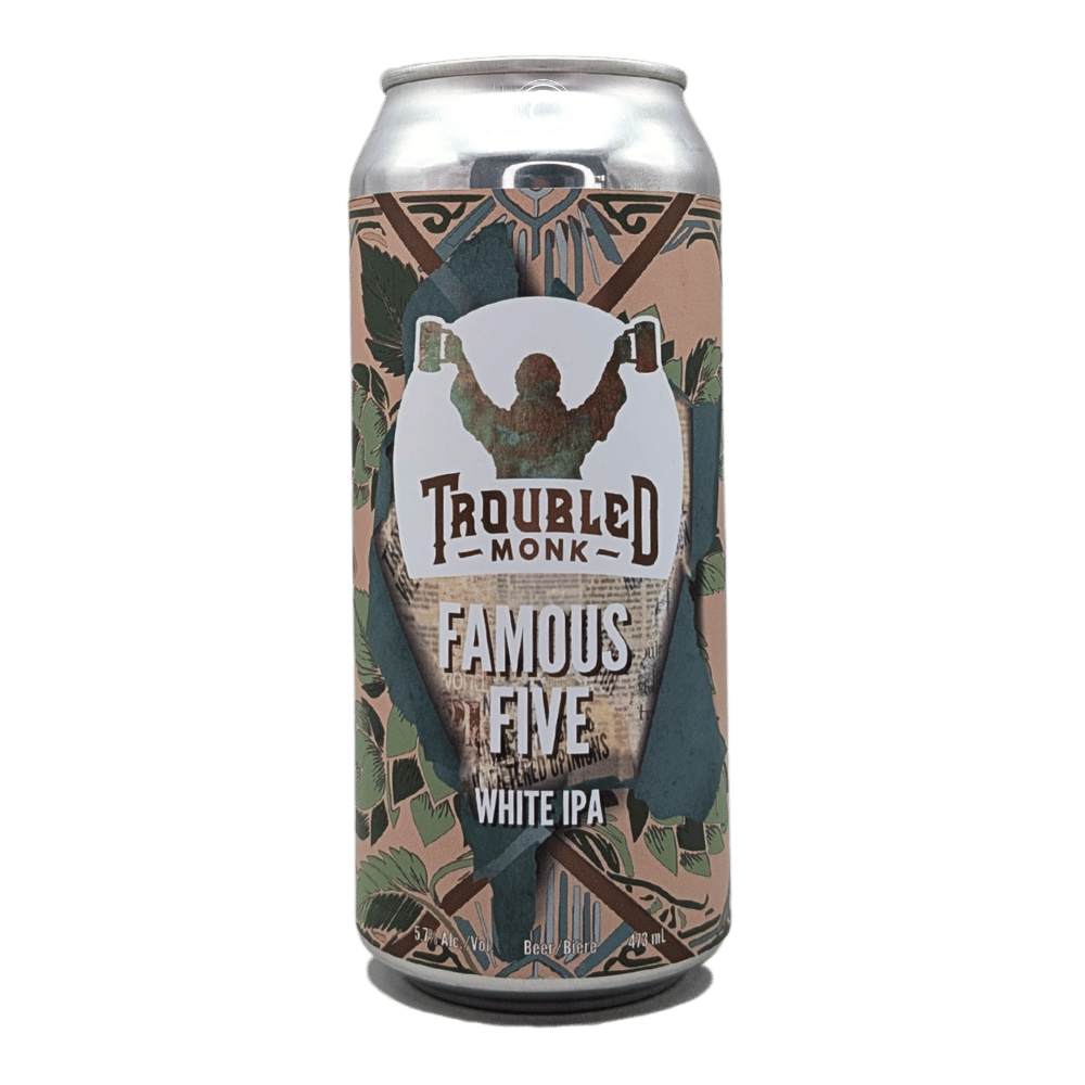 Famous Five White IPA by Troubled Monk Brewery, beer label