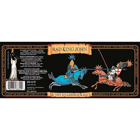 Ridgeway Bad King John Black Ale by Ridgeway Brewing, beer label