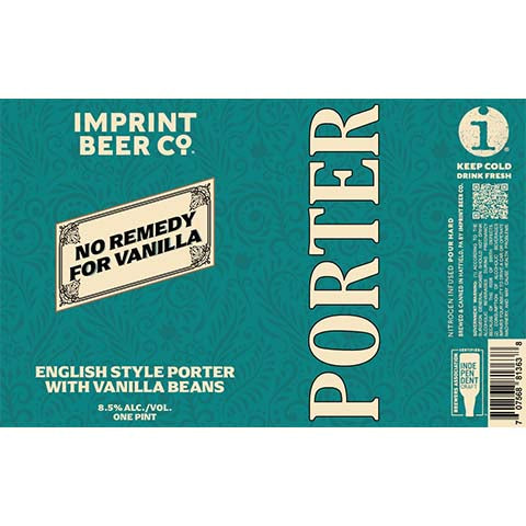 Imprint No Remedy for Vanilla Porter by Imprint Beer Company, beer label
