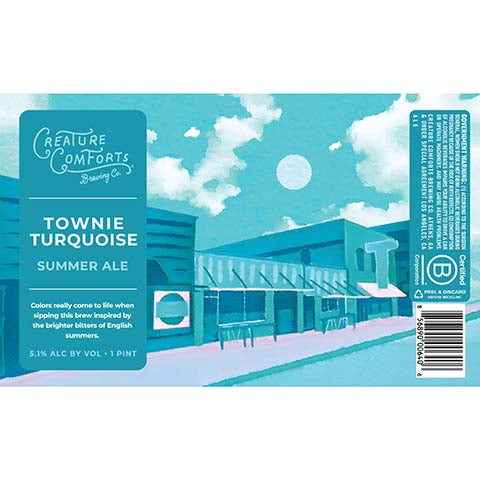 Creature Comforts Townie Turquoise Summer Ale by Creature Comforts Brewing Co., beer label