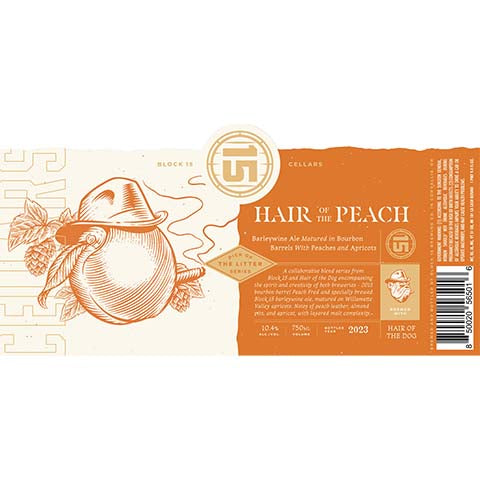 Block 15 Hair of the Peach Barleywine by Block 15, beer label
