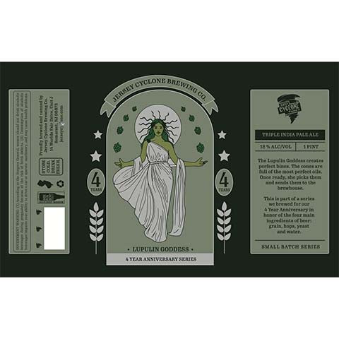 Jersey Cyclone Lupulin Goddess TIPA by Jersey Cyclone Brewing Company, beer label