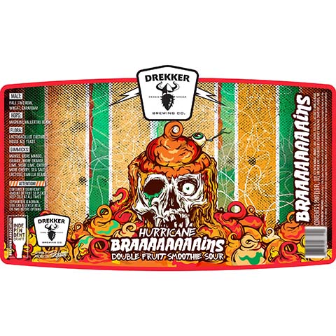Drekker Hurricane Braaaaaaaains Sour by Drekker Brewing Company, beer label