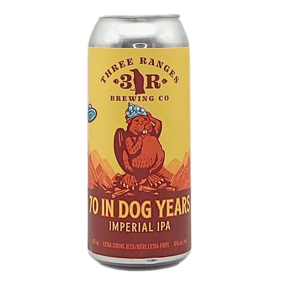 70 in Dog Years Double IPA by Three Ranges Brewing Company, beer label