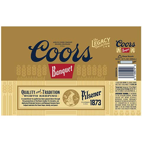 Coors Banquet Pilsener 1873 by Adolph Coors Company, beer label
