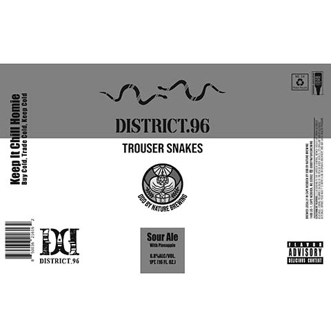 Odd By Nature District.96 Trouser Snakes Sour Ale by Odd By Nature Brewing, beer label