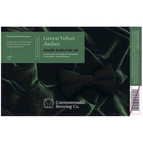 Commonwealth Green Velvet Jacket DIPA by Commonwealth Brewing Co., beer label