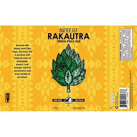 Back East Rakautra IPA by Back East Brewing, beer label