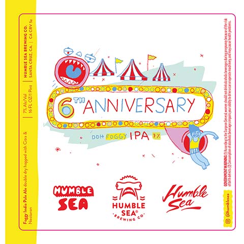 Humble Sea 6th Anniversary DDH Foggy IPA by Humble Sea Brewing Co, beer label