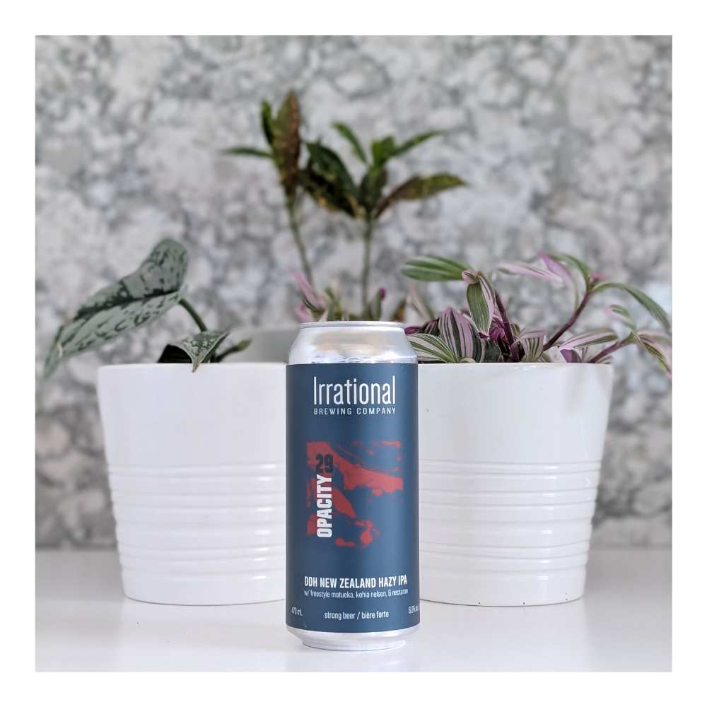 Exp. Opacity 29 DDH New Zealand Hazy IPA by Irrational Brewing Company, beer label