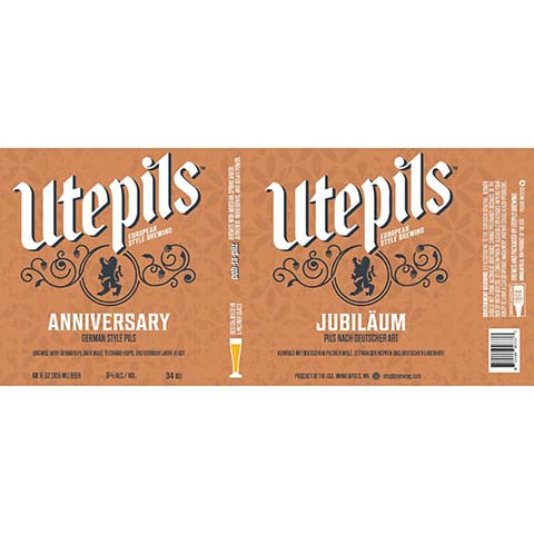 Utepils Anniversary German Pils by Utepils Brewing Co, beer label